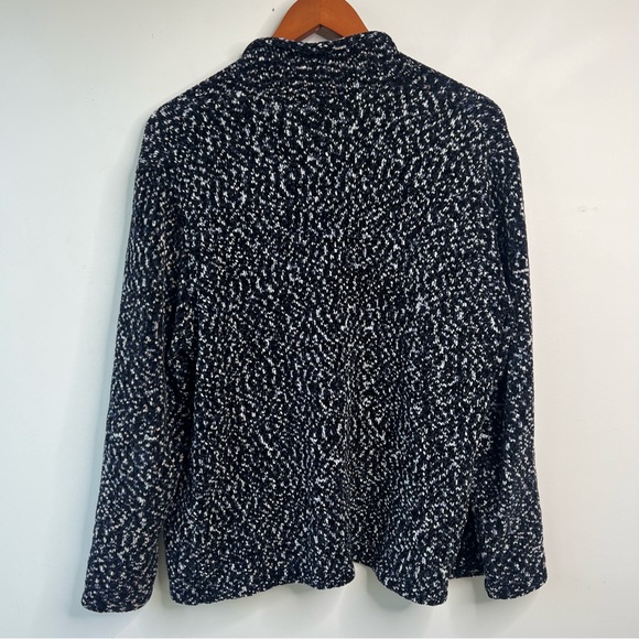 Mia & Tess chenille navy open front cardigan marled white, blue flecks Sz S - Picture 3 of 9